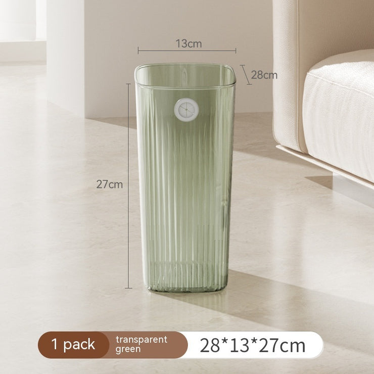 Indie Glow Transparent Luxury Corner Trash Bin Simple Clear Minimal Aesthetic See Through in Green and Gray