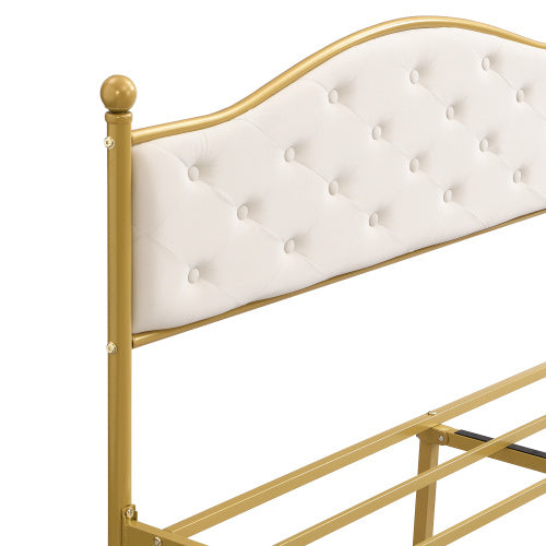 Italian Dreams Luxury Bed with Exclusive in White Gold Metal Bed Frame Slatted