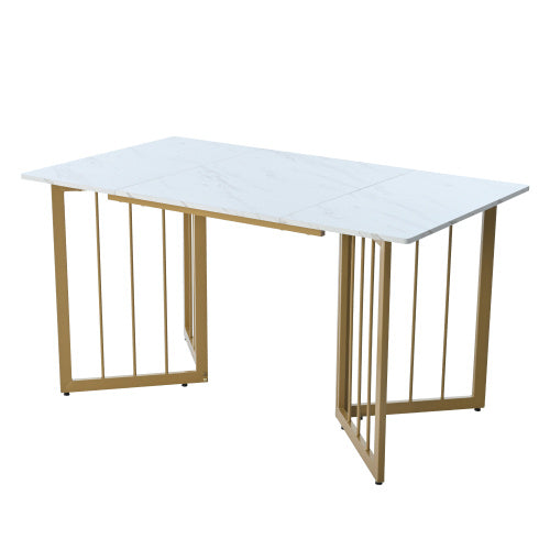 Glamorous Home Luxury Gold Metal Designer Frame Elegant Kitchen Table 55” x 32” x 30”