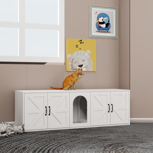 Luxe Modern Pet Elegant Times Litter Box Furniture With Double Room and Pet Doors for Bunnies and Cats and Other Small Animals