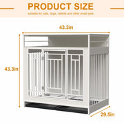 Spoiled Pet Elegant Modern Indoor Condo 43.3 Inch Large Kennel Furniture, Wooden Kennel With Divider for Dog, Cat, Bunnies and Other Small Pets