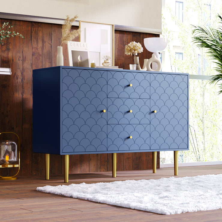 Royal Blue Ocean Home Large Particleboard Bedside Table with Drawers 32.28” x 47.24” x 15.75”