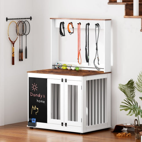 Feels Like A Home Indoor Pet Condo Cage Alternative Double Door Kennel Interior Furniture for Dog, Cat, Bunny and Small Animals 38” x 25” x 63”