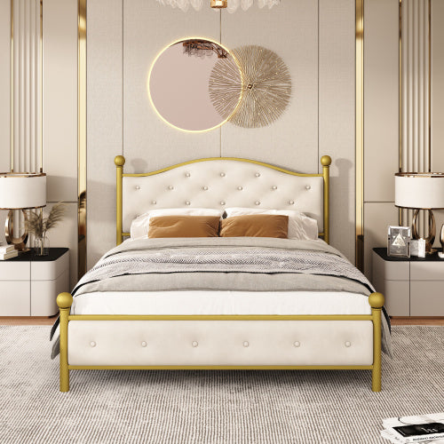 Italian Dreams Luxury Bed with Exclusive in White Gold Metal Bed Frame Slatted