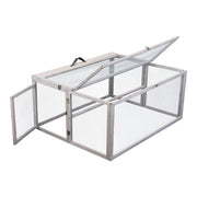 Enchanting Eden Bunny Folding Rabbit Hutch With Perch Pole, Wooden Foldable Guinea Pig Runway, Outdoor Safe Rabbit Cage, Portable, Grey