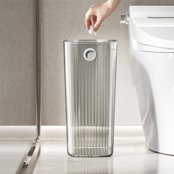 Indie Glow Transparent Luxury Corner Trash Bin Simple Clear Minimal Aesthetic See Through in Green and Gray