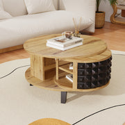 Rebel Spike Art Deco Modern Coffee Table with Rotating Storage Made of Particle Board Color Natural Wood with Black