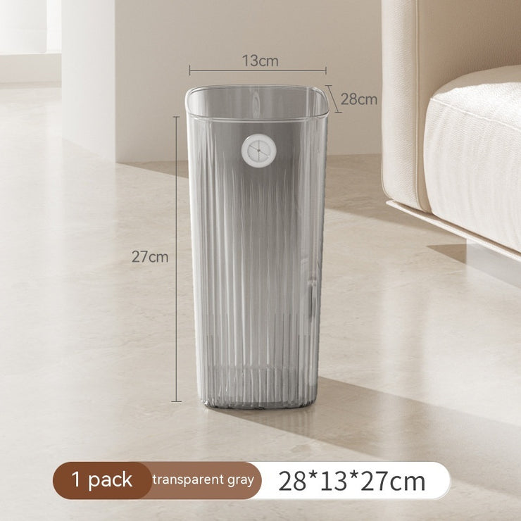 Indie Glow Transparent Luxury Corner Trash Bin Simple Clear Minimal Aesthetic See Through in Green and Gray