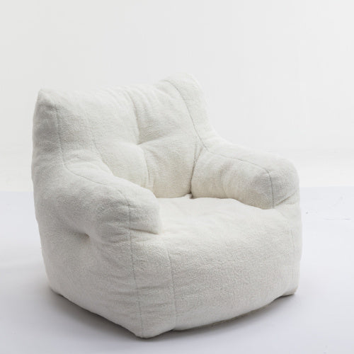 Manhattan Lounge Personal Couch Padded Foam Doll Chair Made of Teddy Fabric in Natural White