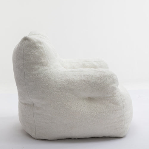 Manhattan Lounge Personal Couch Padded Foam Doll Chair Made of Teddy Fabric in Natural White