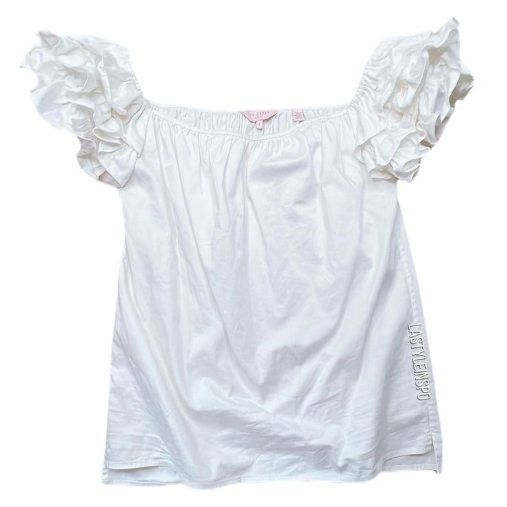 Ted Baker Womens Blouse Elle Ruffle Sleeve Bardot Style Size XS