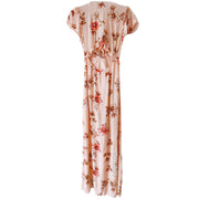 Cotton Candy LA Maxi Dress Double Slit Cut Back Short Sleeves Floral Peach Small