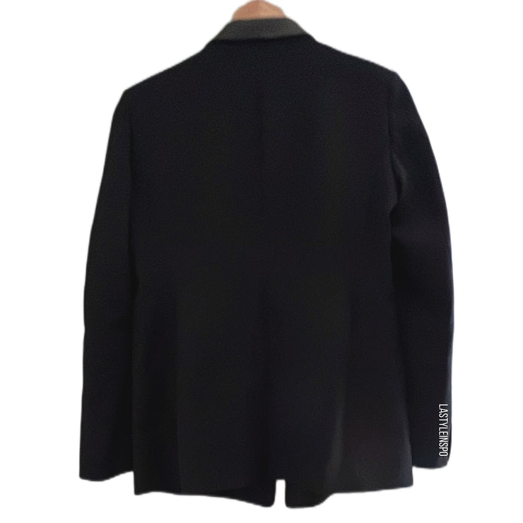 Club Monaco Womens Blazer Leather Trim Black Size 12