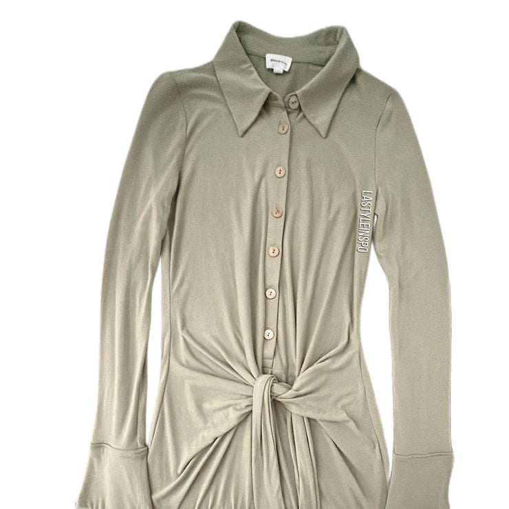 Song Of Style Long Sleeved MIDI Dress in Pistachio Green Saige Size XS