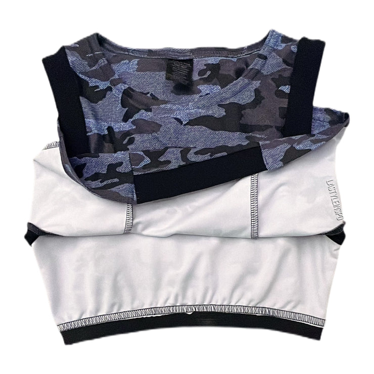 Strut This Crop Top Animal Print Blue One Size