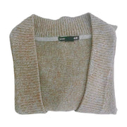 Cardigan Tan Beige Knit with Pickeys Shiny Size S/M