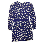 Club Monaco 100% Silk Dress Long Sleeve Floral As Seen On Lucy Liu 00