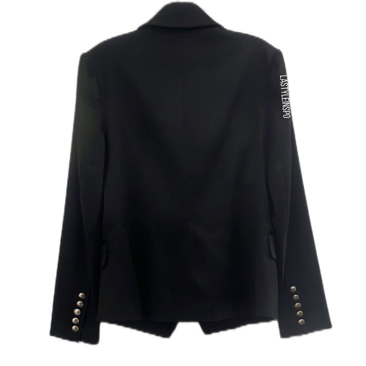 L’AGENCE Outfit Double Breasted Skirt Suit Black Silver Buttons Size 4