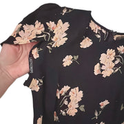 Reformation Dress Cut Short Sleeve Floral Black Pink Small
