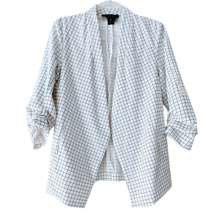 Rachel Zoe Contemporary Open Womens Blazer Rayon White Size Medium