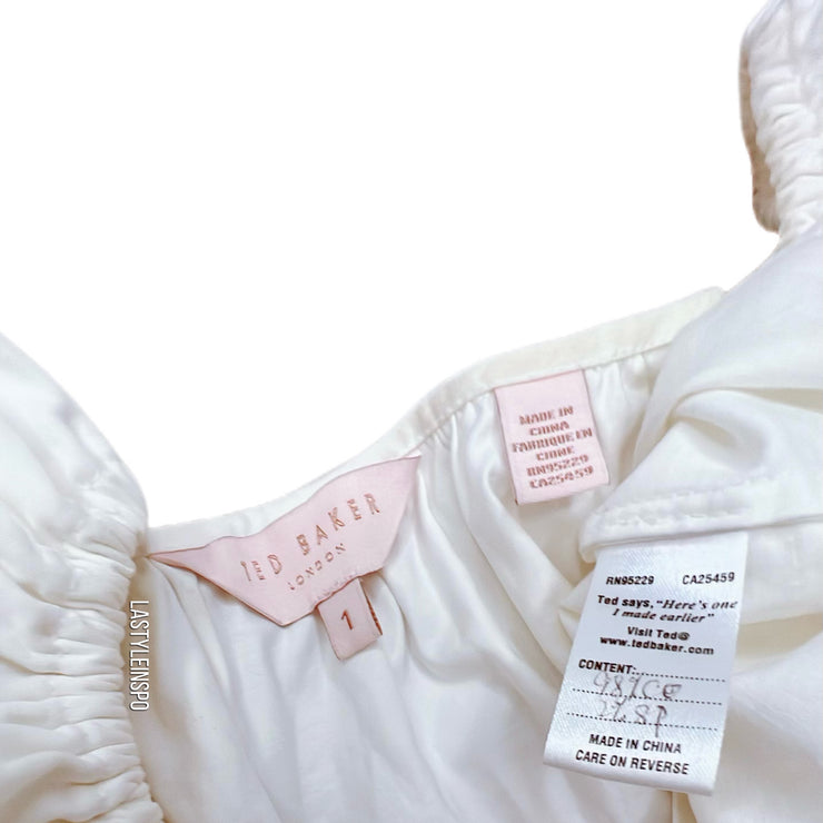 Ted Baker Womens Blouse Elle Ruffle Sleeve Bardot Style Size XS