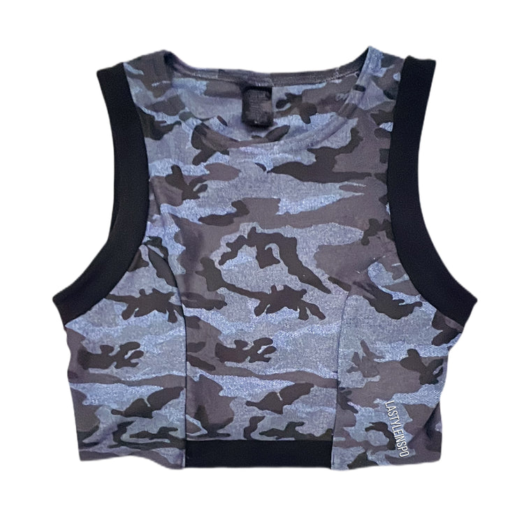 Strut This Crop Top Animal Print Blue One Size