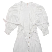 Free People Cut Out Maxi Dress Waist Boho Puff Sleeves White Size XS