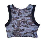 Strut This Crop Top Animal Print Blue One Size