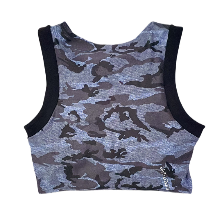 Strut This Crop Top Animal Print Blue One Size