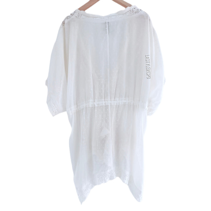 ALYA Swim Coverup Boho Lace Floral White Size S/M