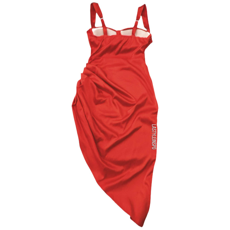 Asymmetrical Elegant Satin Midi Dress Size XS