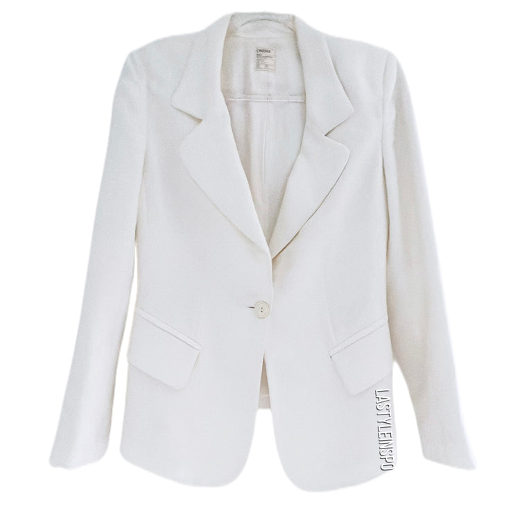 L’AGENCE Chamberlain Womens Blazer Single Breasted White Ivory Size 4