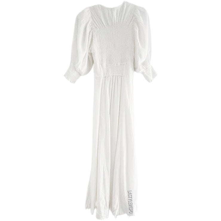 Free People Cut Out Maxi Dress Waist Boho Puff Sleeves White Size XS – LA Style Inspo Free People Cut Out Maxi Dress Waist Boho Puff Sleeves White Size XS – LA Style Inspo