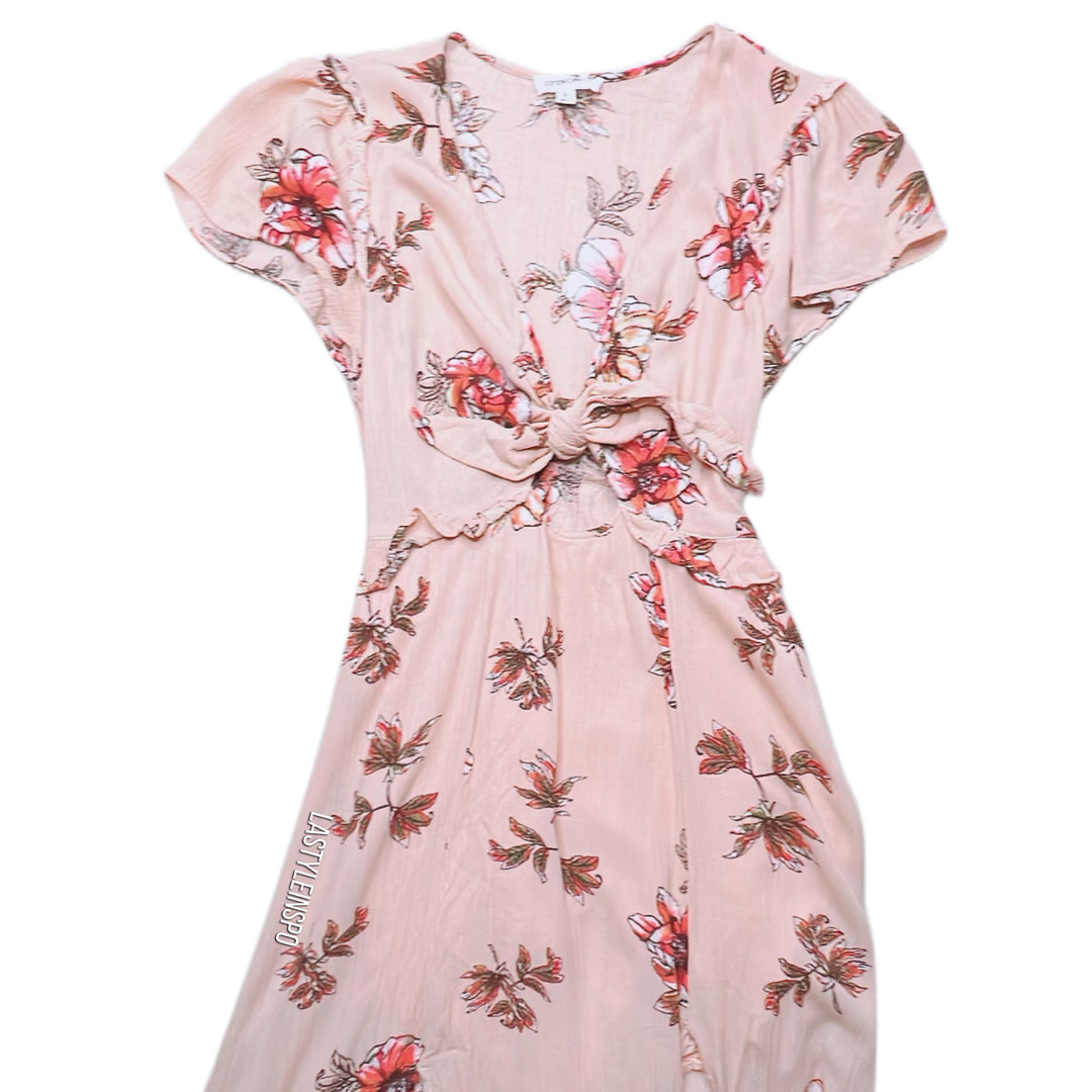 cotton candy la floral maxi dress Cotton Candy LA Maxi Dress Double Slit Cut Back Short Sleeves Floral P  LA  Style Inspo