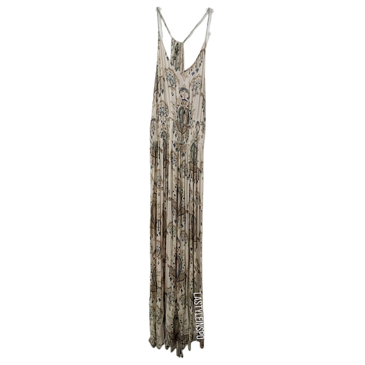 ONEILL Maxi Dress with Front Slits Beige Floral Size XS