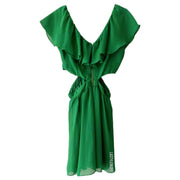 Honey Punch Mini Dress Cutout Waist Ruffled Sleeved Green Size Medium