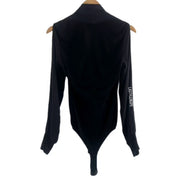 Bebe Bodysuit Blouse Cut Long Sleeved Deep V in Black Size XS