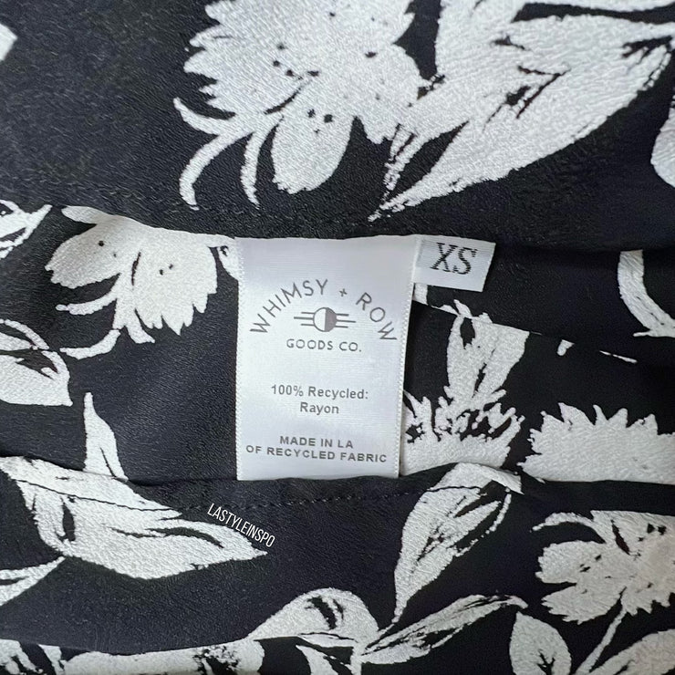 Whimsy + Row White Romper Floral Black Pattern XS