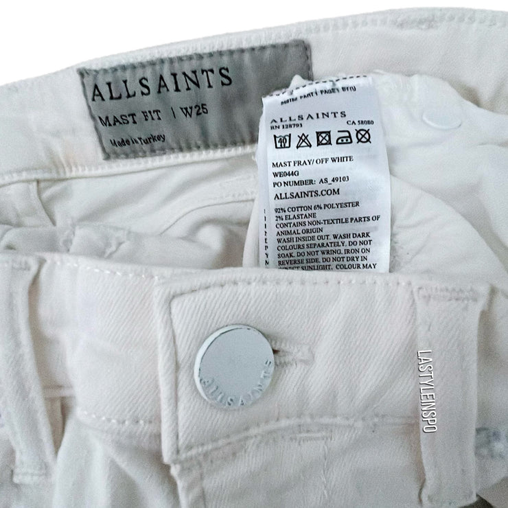 All Saints Womens Denim Mast Fray Off White Jeans Size 25