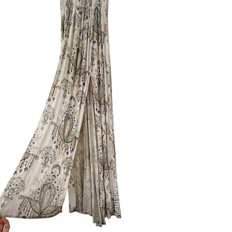 ONEILL Maxi Dress with Front Slits Beige Floral Size XS