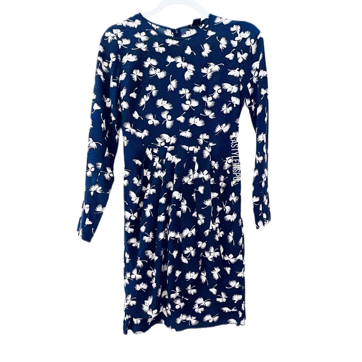 Club Monaco 100% Silk Dress Long Sleeve Floral As Seen On Lucy Liu 00