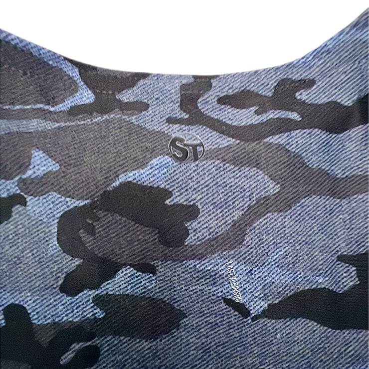 Strut This Crop Top Animal Print Blue One Size