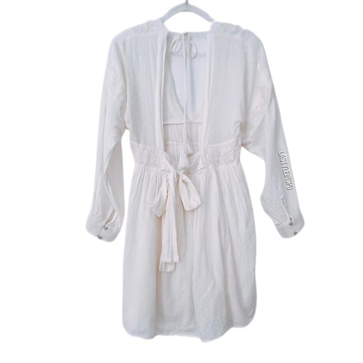 Free People Long Sleeved Dress 100% Cotton Lace White Medium