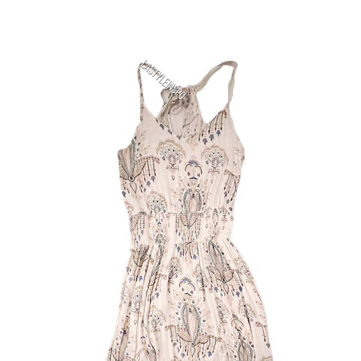 ONEILL Maxi Dress with Front Slits Beige Floral Size XS