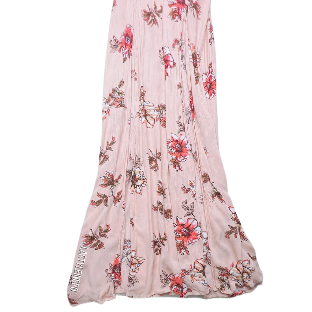 cotton candy la floral maxi dress Cotton Candy LA Maxi Dress Boho Floral Print Ruffle Straps and Hem Size S