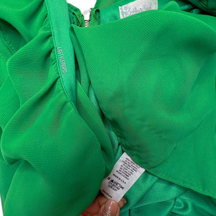 Honey Punch Mini Dress Cutout Waist Ruffled Sleeved Green Size Medium