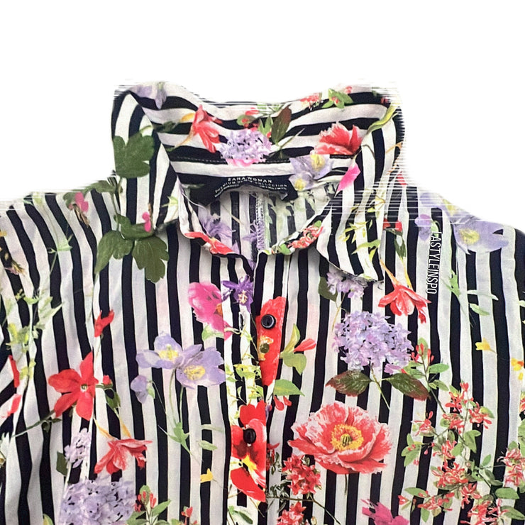 ZARA Floral Midi Dress Buttoned 3/4 Sleeves Size S
