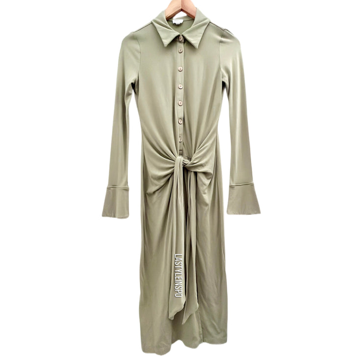 Song Of Style Long Sleeved MIDI Dress in Pistachio Green Saige Size XS