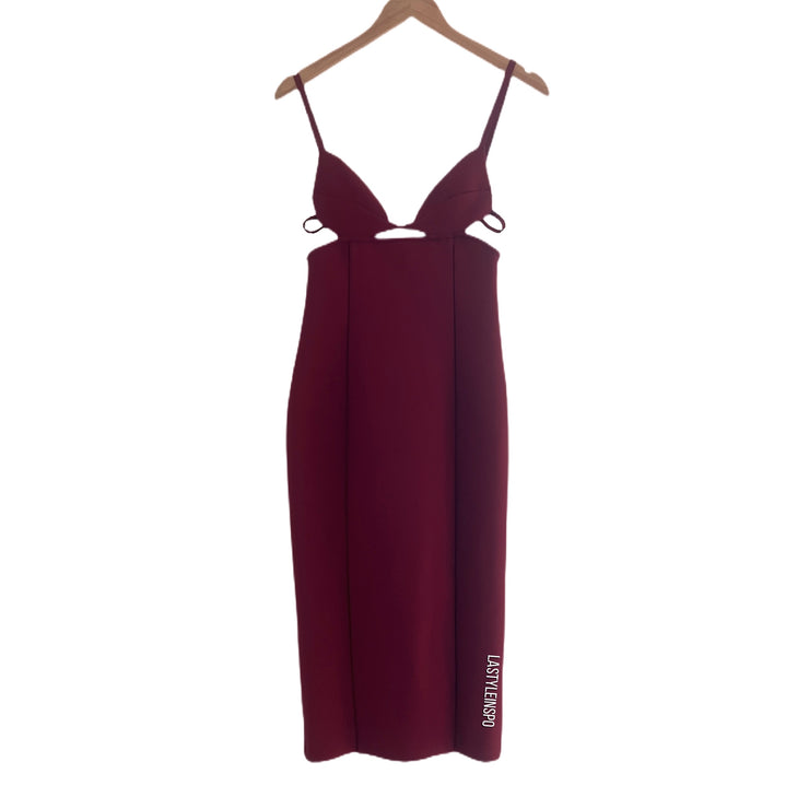 Cut Out Backless Midi Dress Bandage Bodycon Size XS