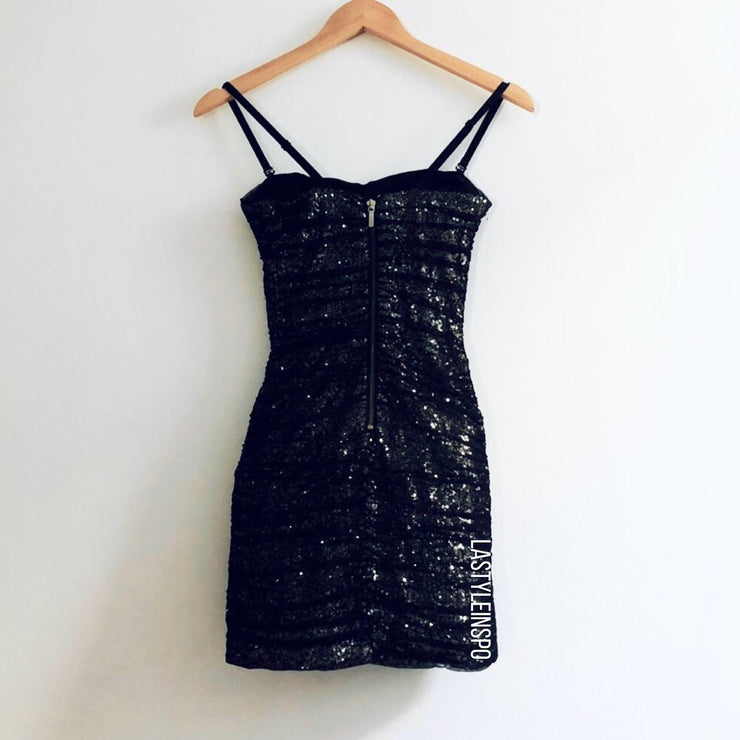 Bebe Black Gold Shiny dress Size XXS